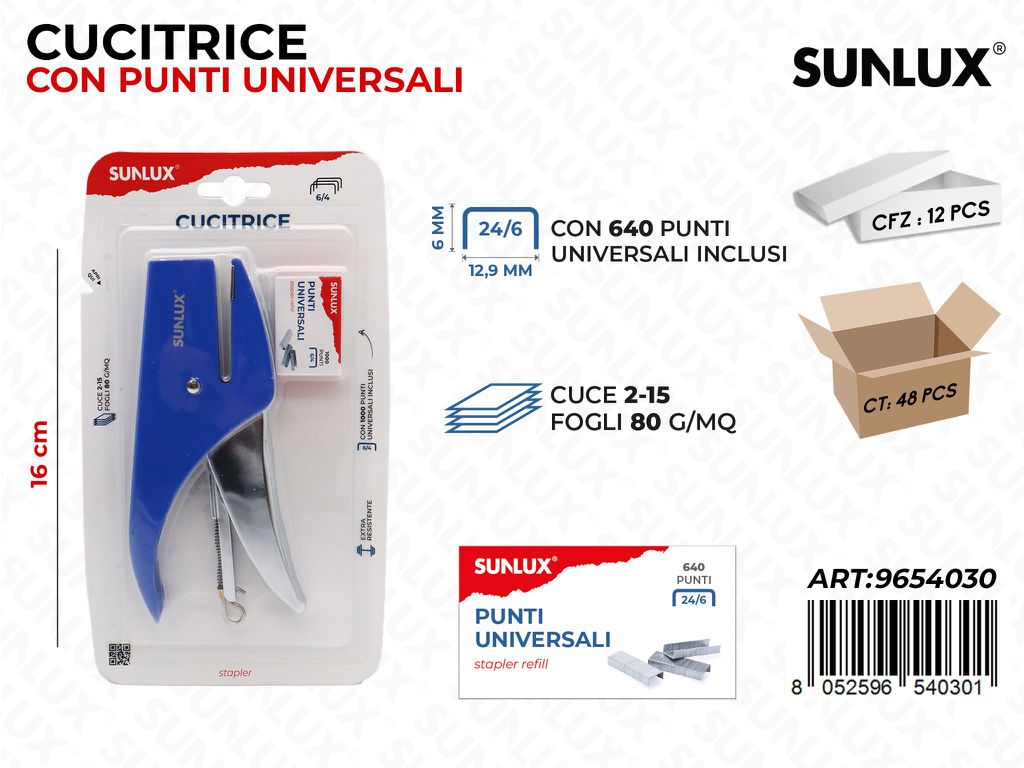 Sunlux Cucitrice c/Punti Uni. 16CM