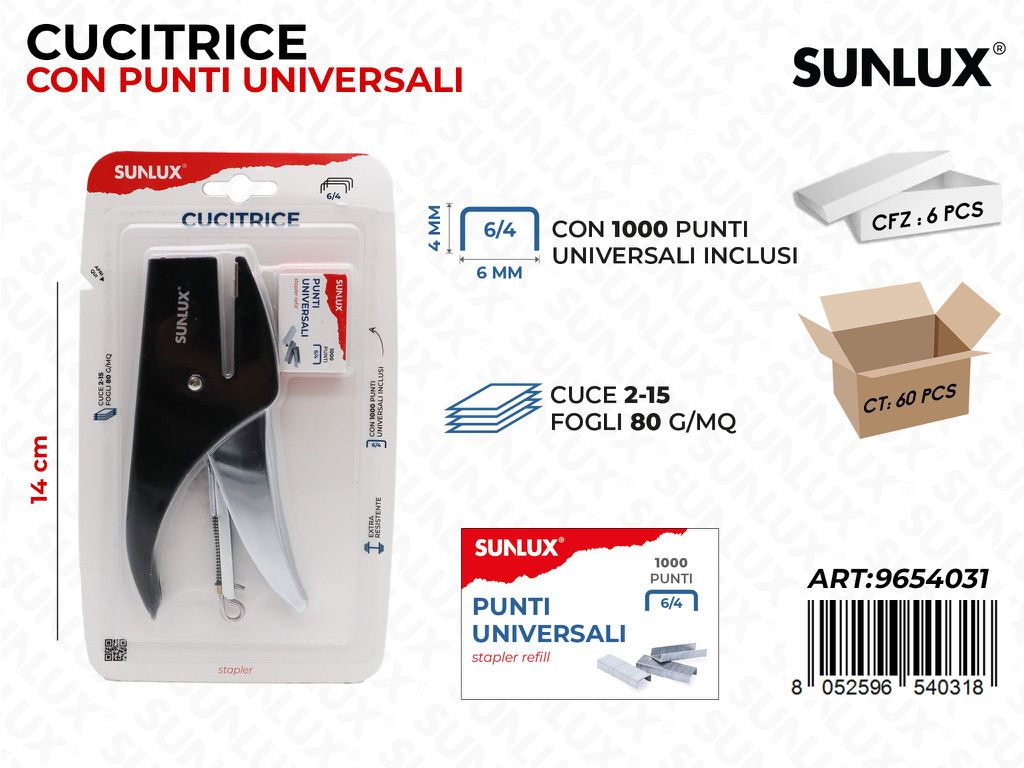 Sunlux Cucitrice c/Punti Uni. 14CM