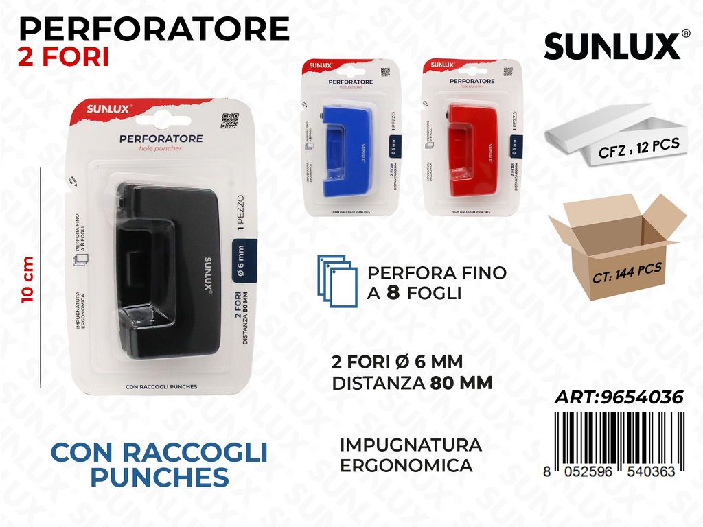 Sunlux Perforatore 2FORI Ass. 8FF 10CM