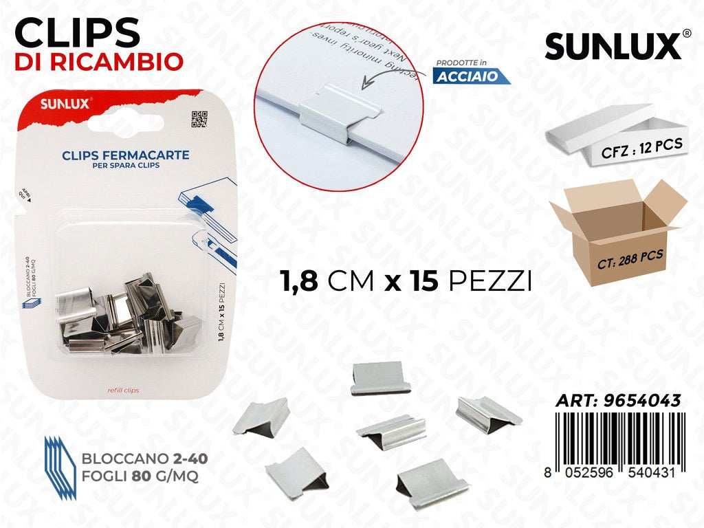 Sunlux Clips di Ricambio 15PCS 1.8CM