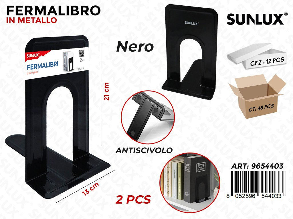 Sunlux Fermalibro in Metallo Nero 2PCS 13*21CM