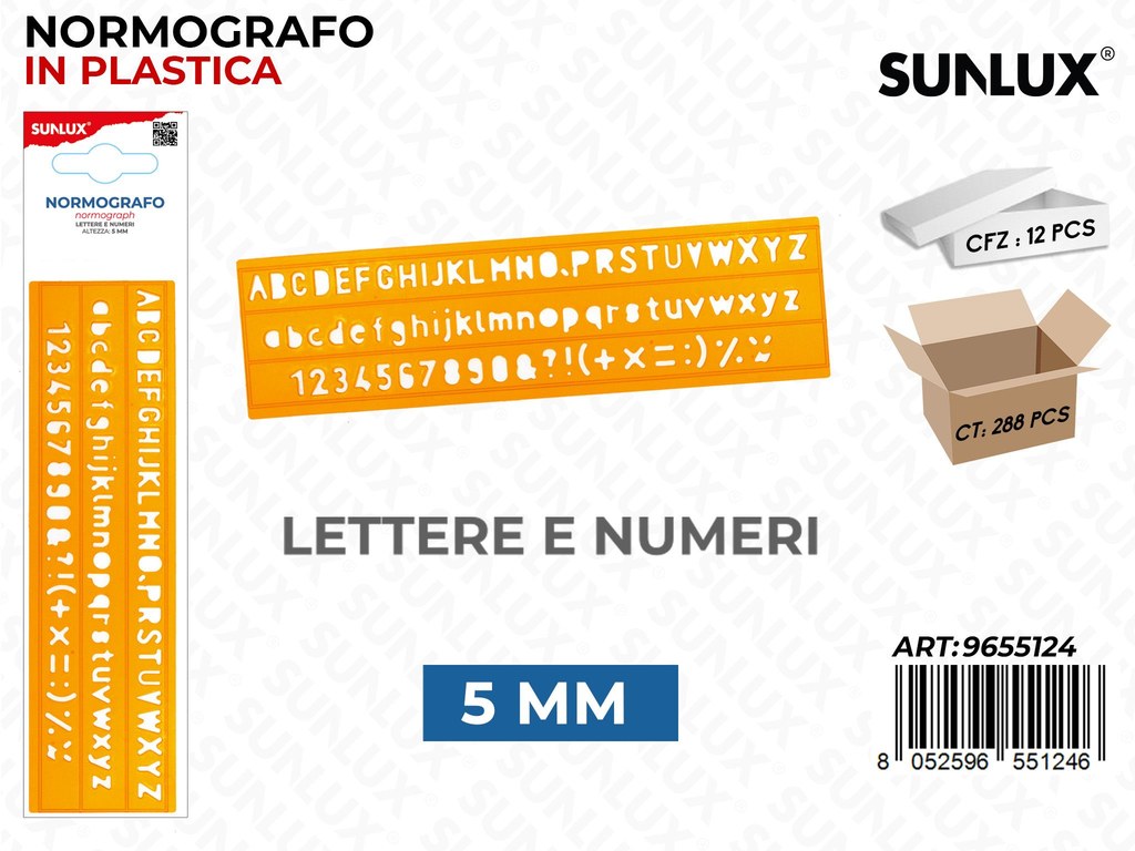 Sunlux Normografo in Plast. Lett. e Num. 5MM