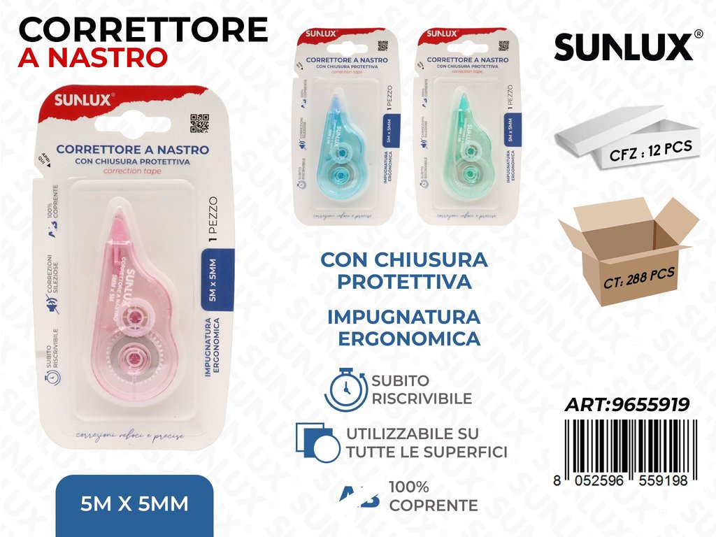 Sunlux Correttore a Nastro Ass. 5MM*5MT