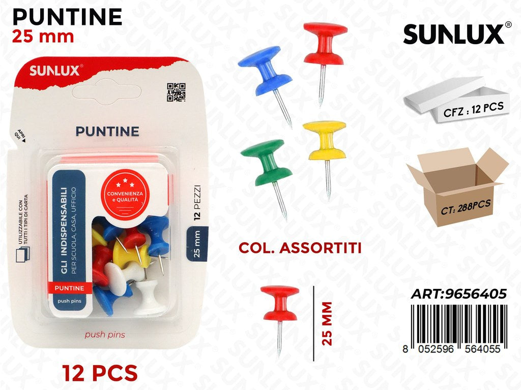 Sunlux Bl. Puntine Colorate 12PCS 25MM
