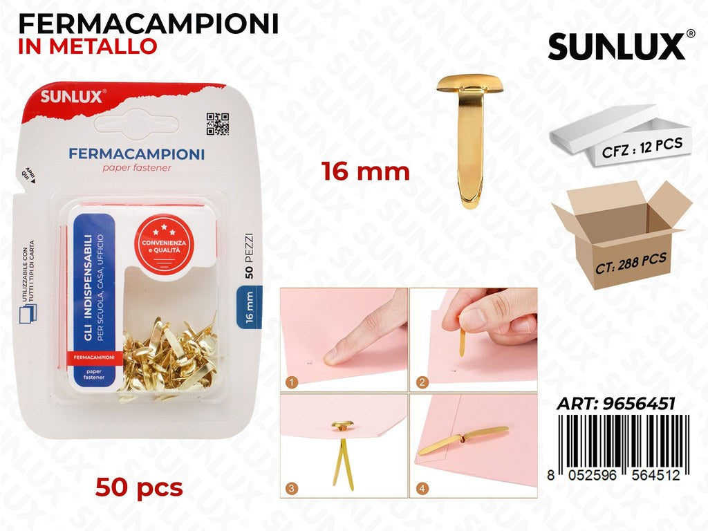 Sunlux Fermacampioni Oro 50PCS 19MM