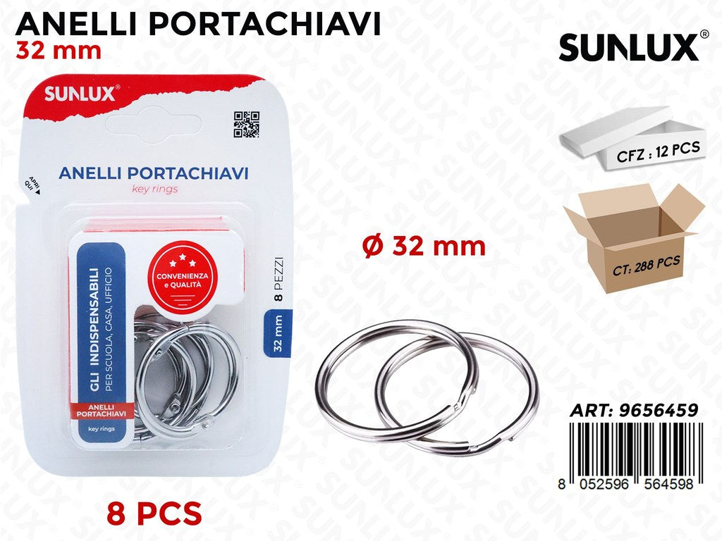 Sunlux Anelli Portachiavi 8PCS D.32MM