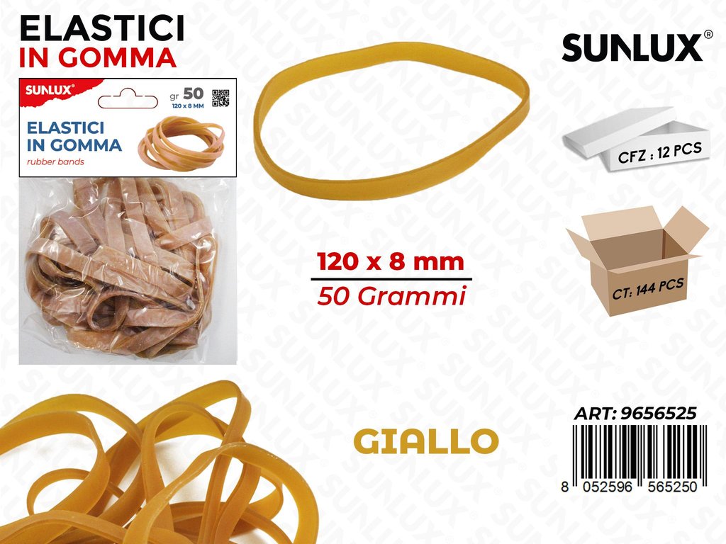 Sunlux Bl. Elastici in Gomma Giallo 120*8MM 50G