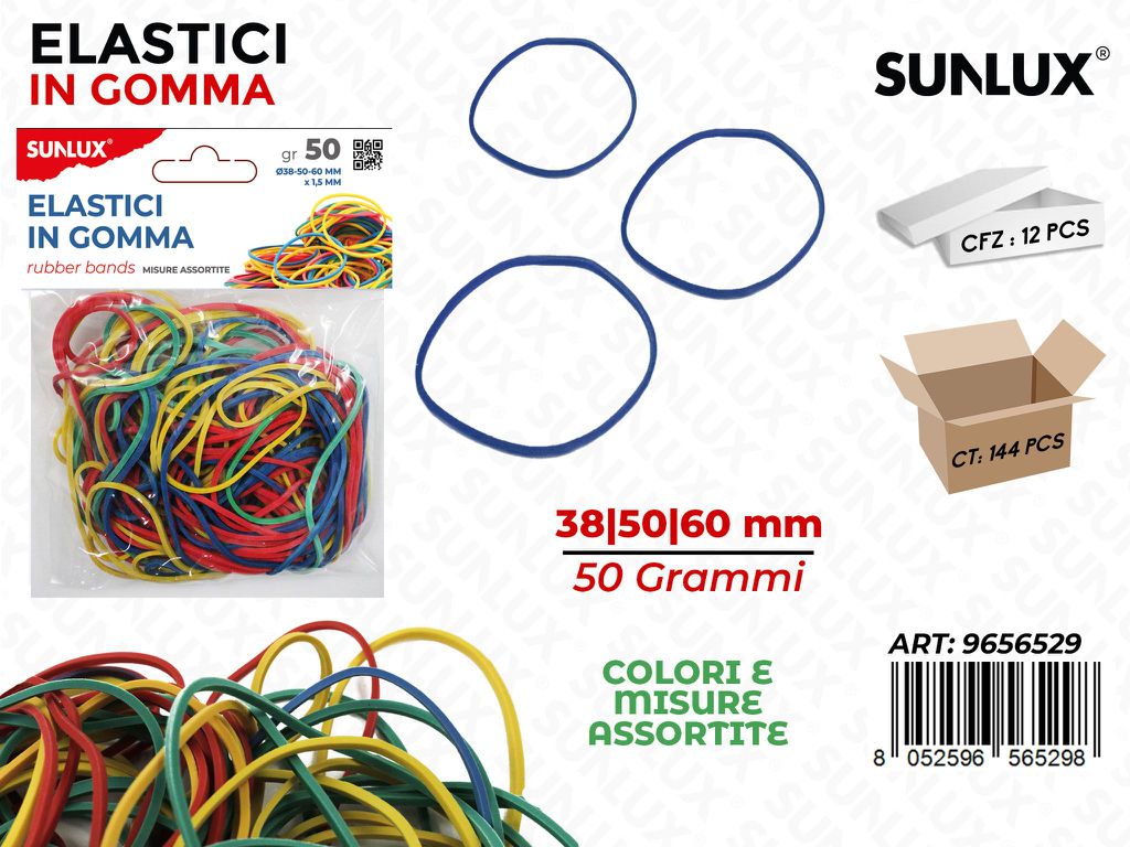 Sunlux Elastici in Gomma Ass. 38-50-60MM 50GR
