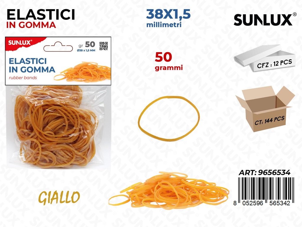 Sunlux Bl. Elastici in Gomma Giallo 38*1.5MM 50G