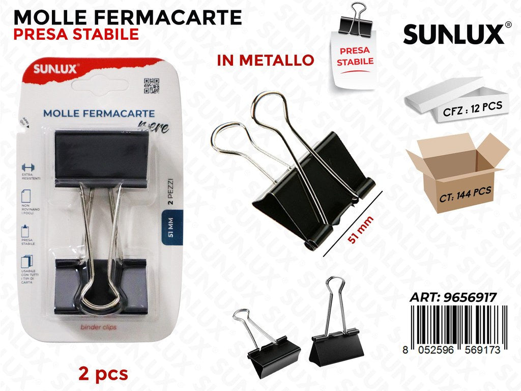 Sunlux Molle Fermacarte Nero 2PCS 51MM