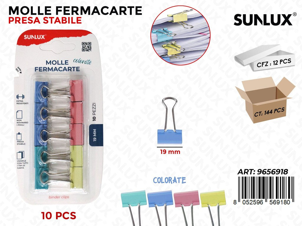 Sunlux Molle Fermacarte Col. Ass. 10PCS 19MM