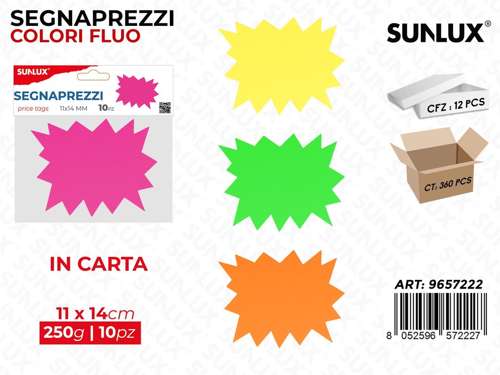 Sunlux Segnaprezzi Col. Ass. 10PCS 11*14CM 250GR