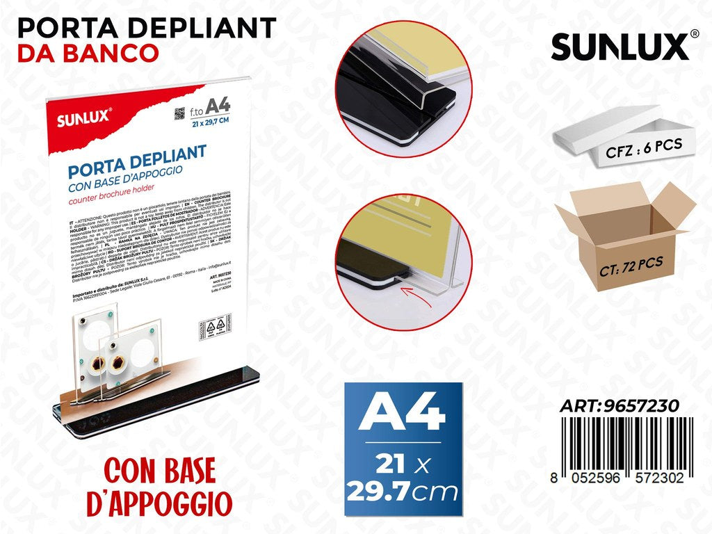 Sunlux Porta Depliant da Banco F.to A4 21*29.7CM