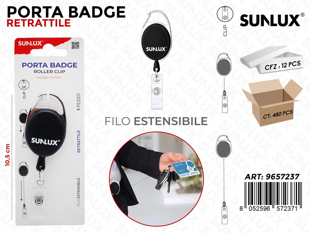 Sunlux Porta Badge Retrattile 10.5CM