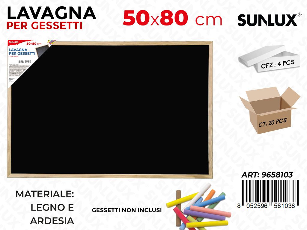 Sunlus Lavagna per Gessetti in Legno 50*80CM