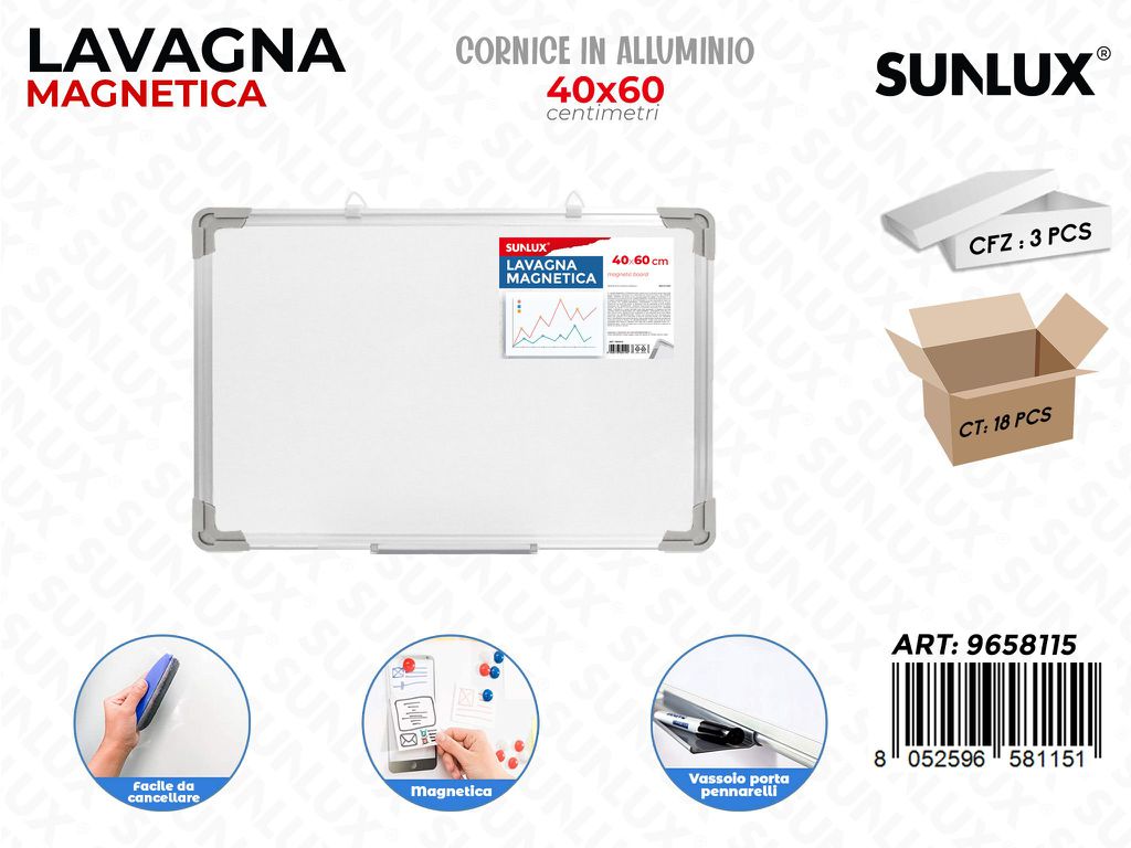 Sunlux Lavagna Alluminio Magnetica 40*60