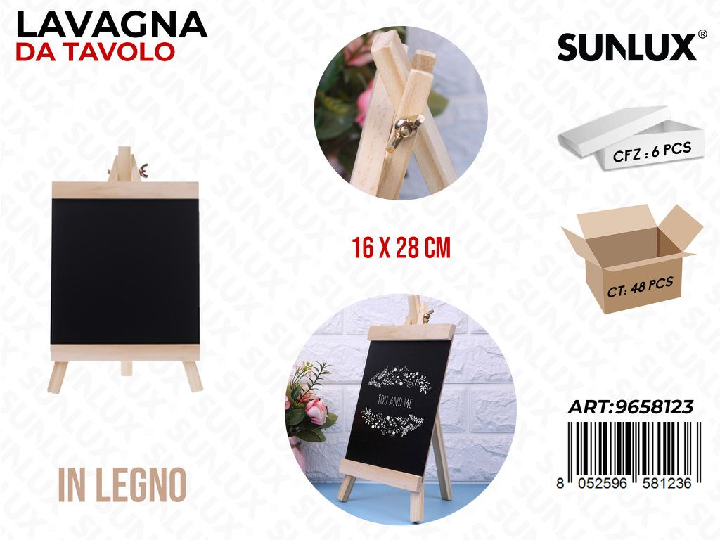 Sunlux Lavagna da Tavolo Legno 16*28CM