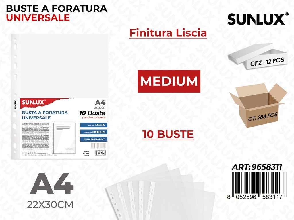 Sunlux Buste Forate Uni. Liscia Medium 22*30CM A4 10PCS