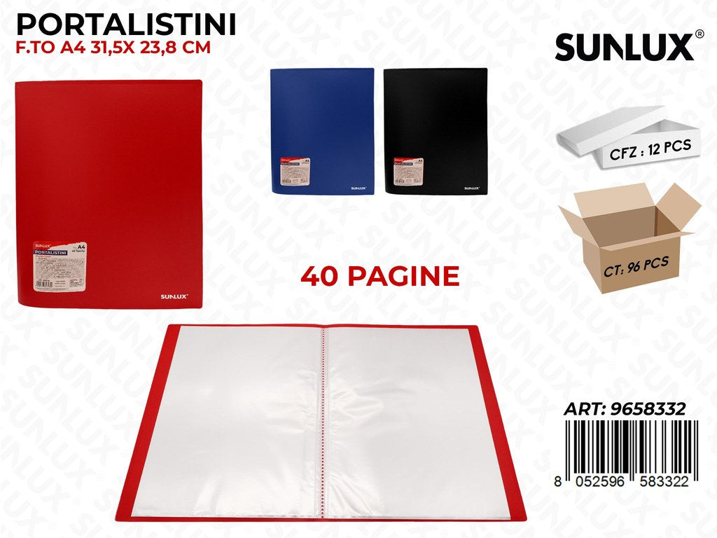 Sunlux Portalistini F.to A4 Ass. 40PAG.