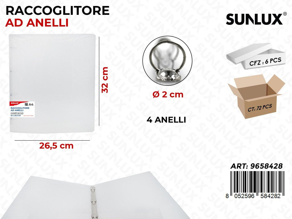 Sunlux Raccoglitore Anelli Bia. 26.5*32CM