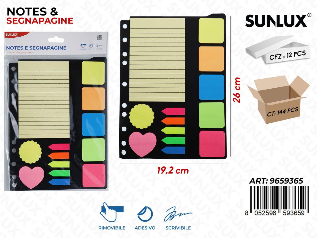Sunlux Notes e Segna Pagina ASS.19.2*26CM