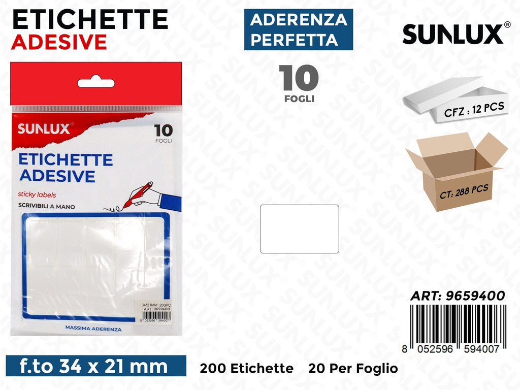 Sunlux Etichette Autoadv 200PCS 10FF 34*21MM