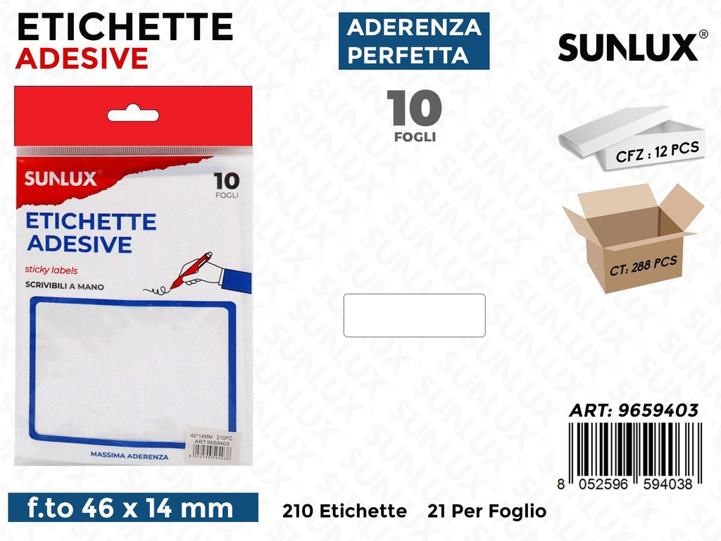 Sunlux Etichette Autoadv 210PCS 10FF 46*14MM