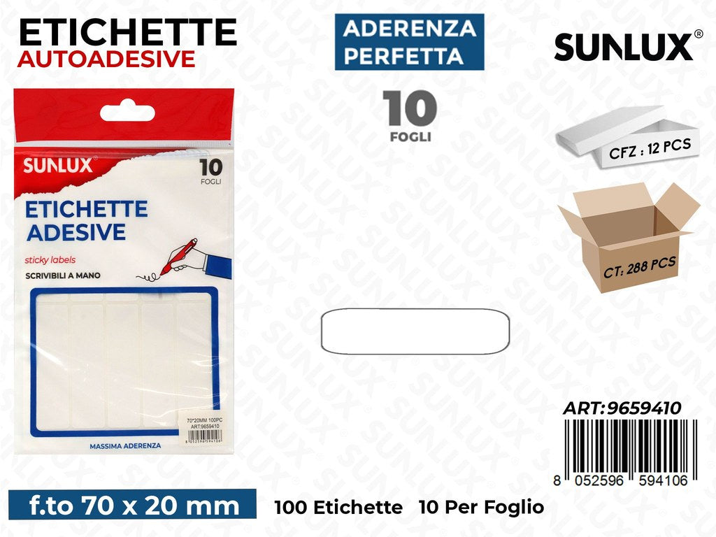 Sunlux Etichette Autoadv 100PCS*10FF 70*20MM