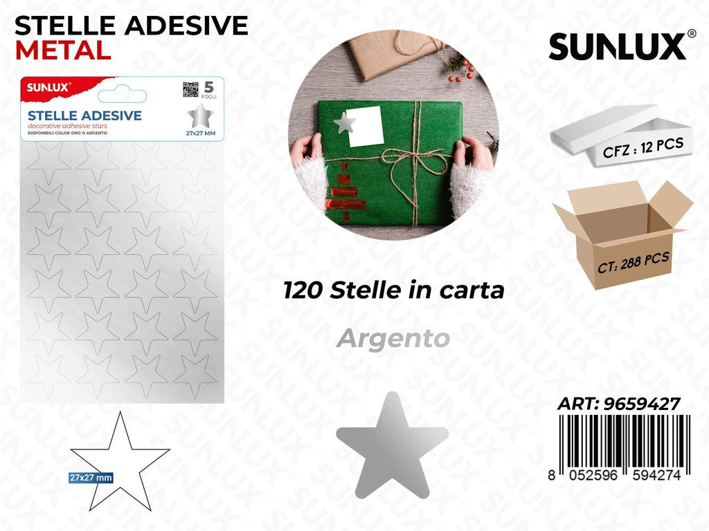 Sunlux Etichette Adv Stelle Arg. 120PCS 27*27MM
