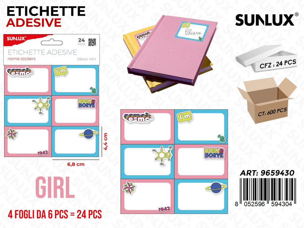 Sunlux Etichette Adv Girl 24PCS Ass. 6.8*4.4CM