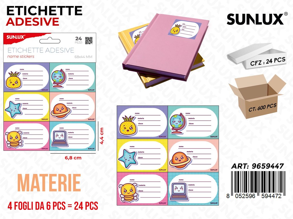 Sunlux Etichette Adv Materia 24PCS 6.8*4.4CM