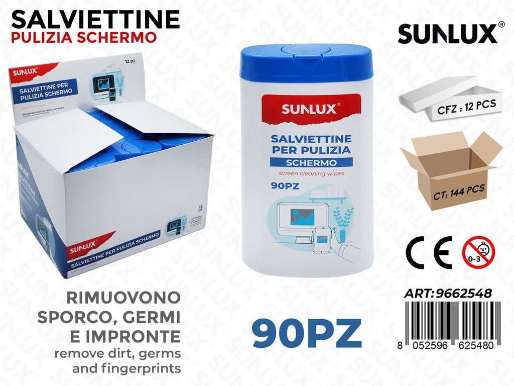 Sunlux Salviette Pulizia Schermo 90PCS