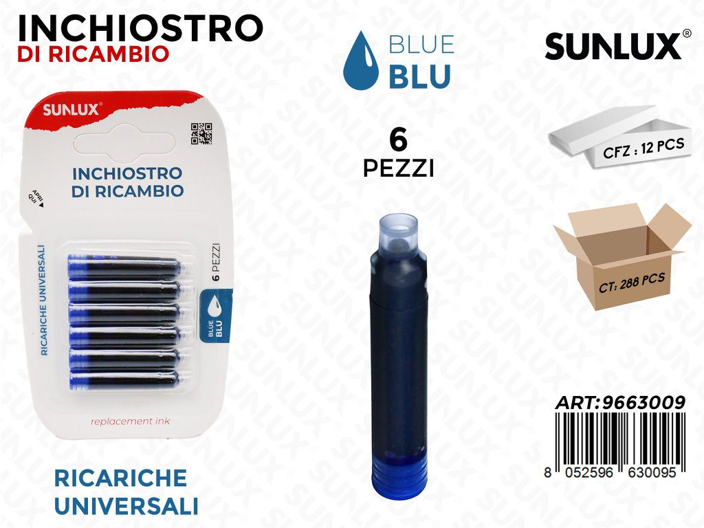 Sunlux Inchiostro di Ricambio Blu 6PCS