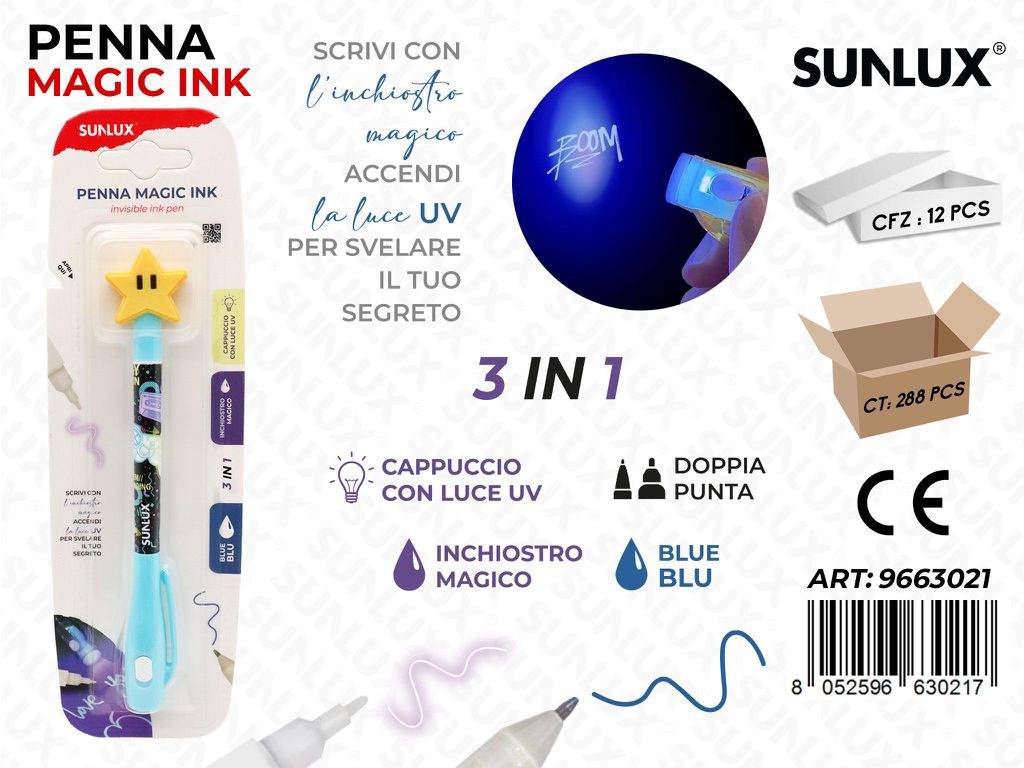 Sunlux Penna Magic Ink 3 in 1 Blu c/Luce