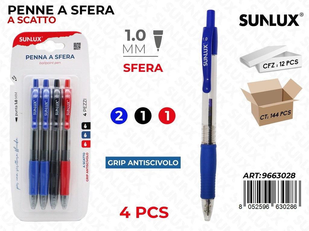 Sunlux Penna Sfera Col. Ass. 4PCS 1.0MM