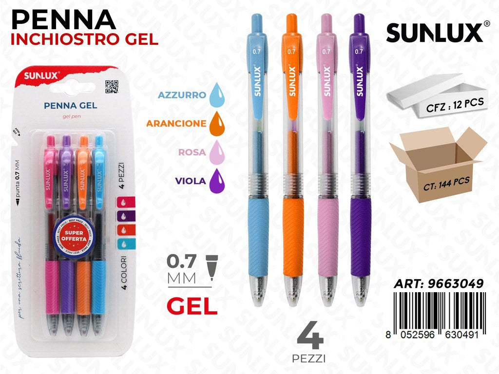 Sunlux Penna Gel Col. Ass. 0.7MM 4PCS