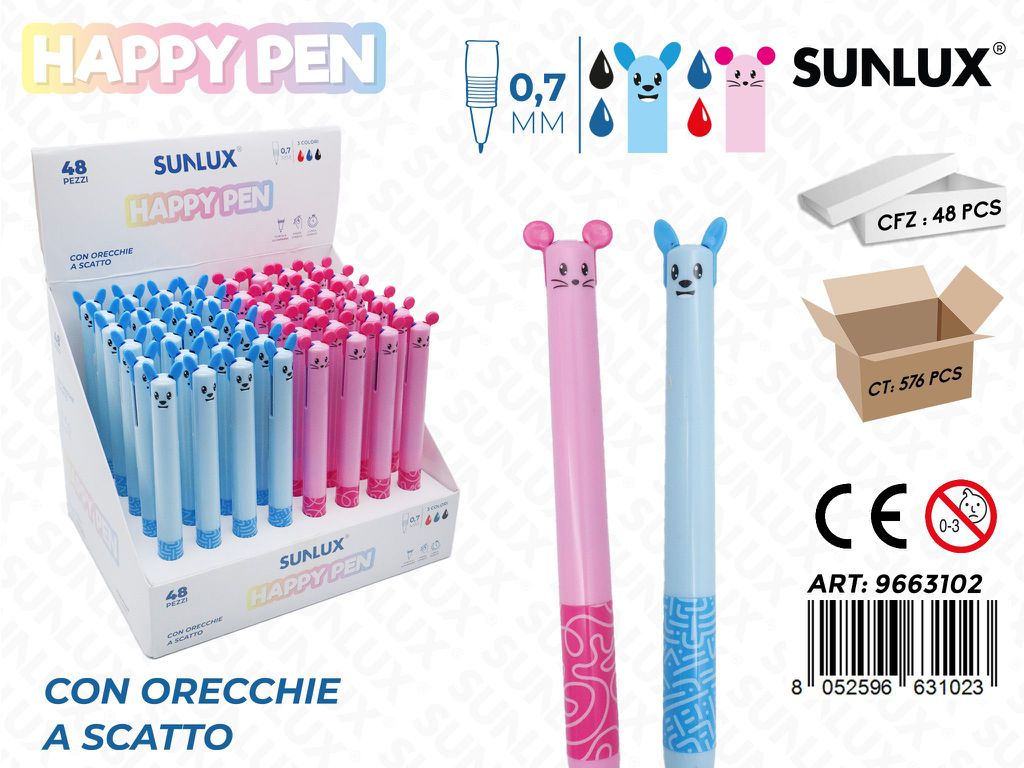Happy Pen A Scatto Bicolore Ass.0.7Mm