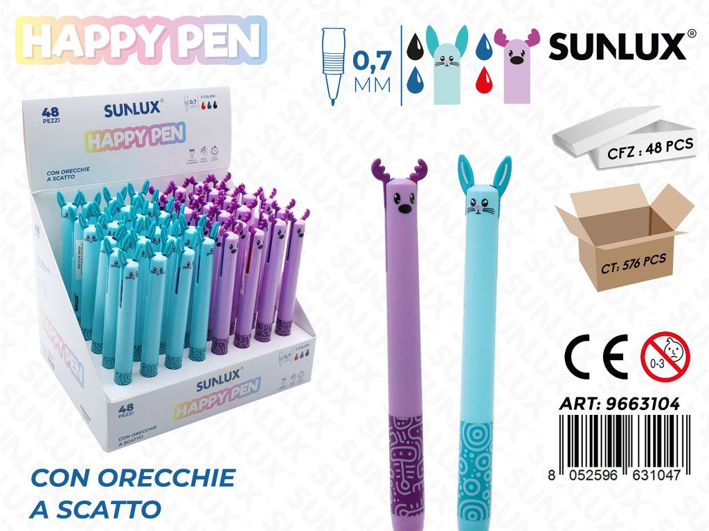 Happy Pen A Scatto Bicolore Ass.0.7Mm