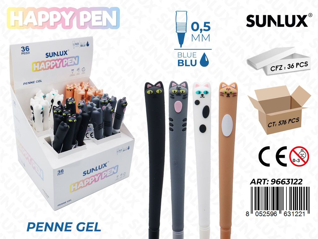 Happy Pen Gel Ass. Blu 0.5Mm Gatti