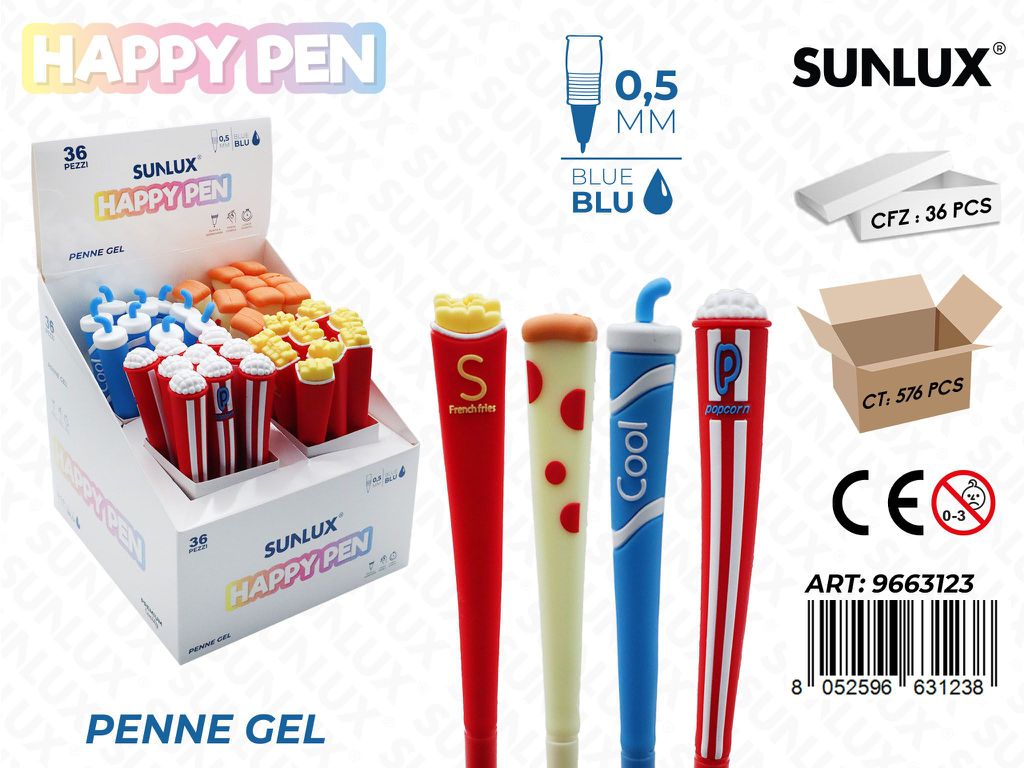Happy Pen Gel Ass. Blu 0.5Mm Cibo
