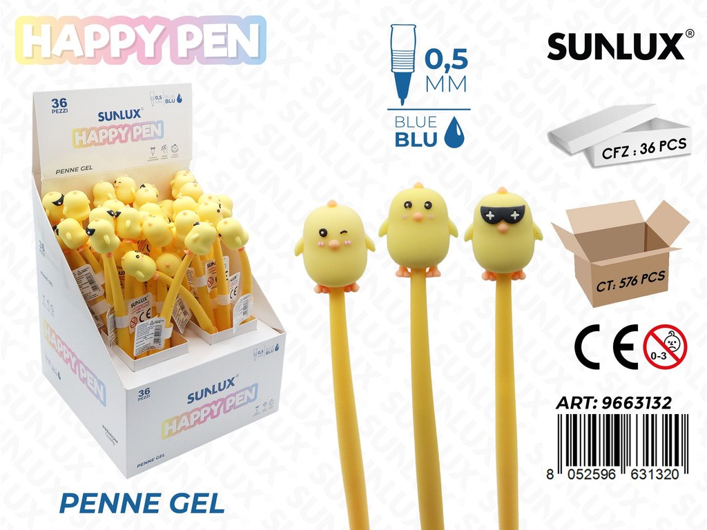 Happy Pen Gel Ass. Blu 0.5Mm Pulcino