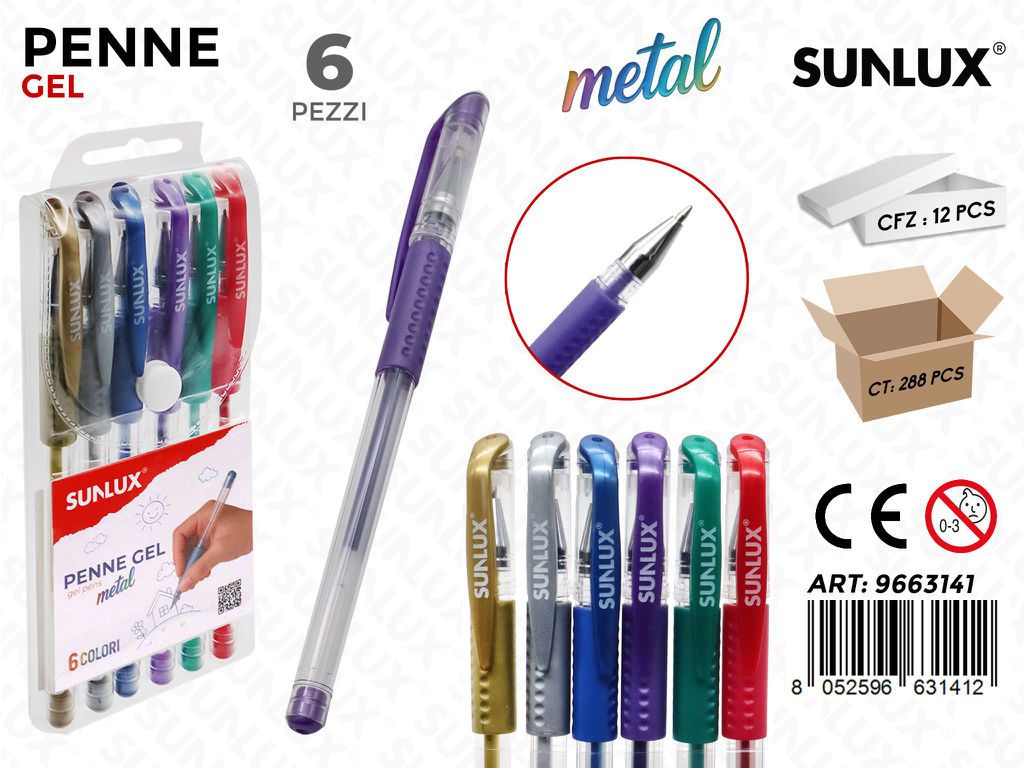 Sunlux Penne Gel Metal 6PCS Ass.