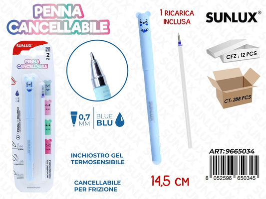 Penna Cancell. C/ Ricar. Blu 0.7Mm 14.5Cm