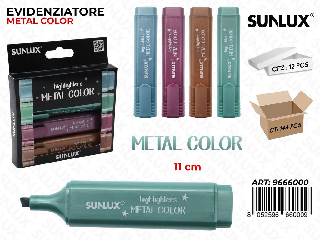 Sunlux Evidenziatore Metal Glitter 4COL. 11CM