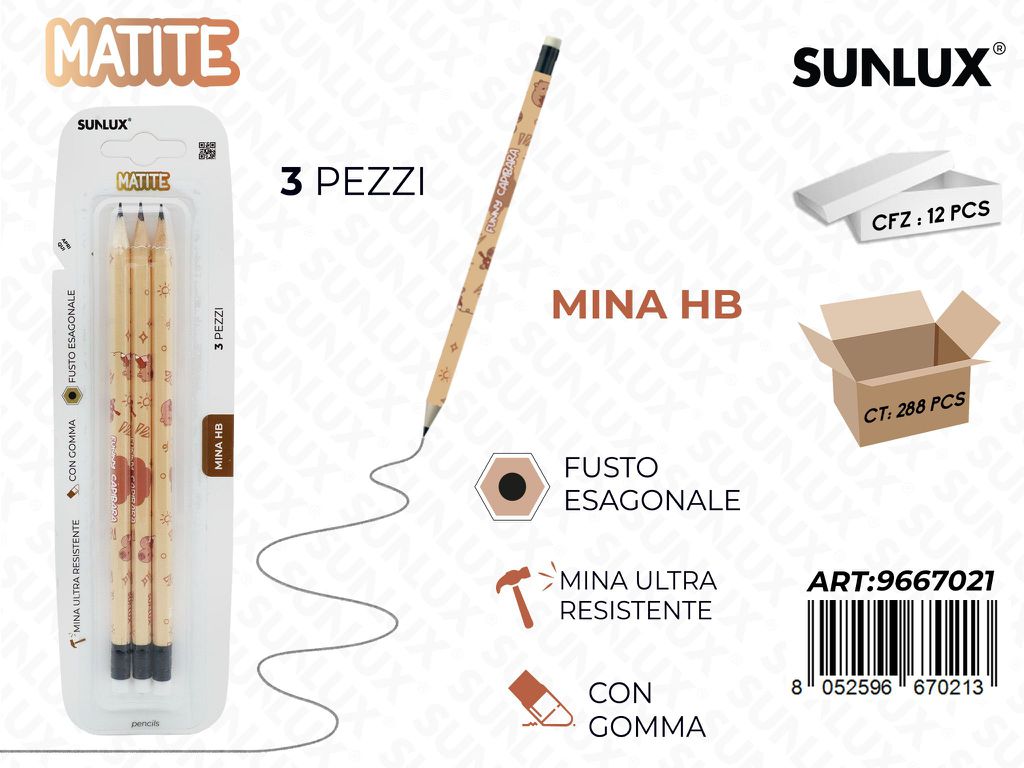 Sunlux Matite Hb 3PCS