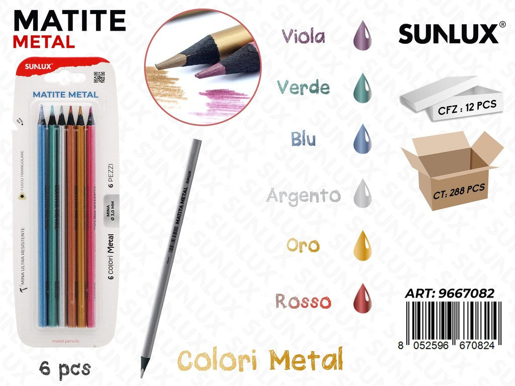 Sunlux Matite Metal Col. Ass. 6PCS