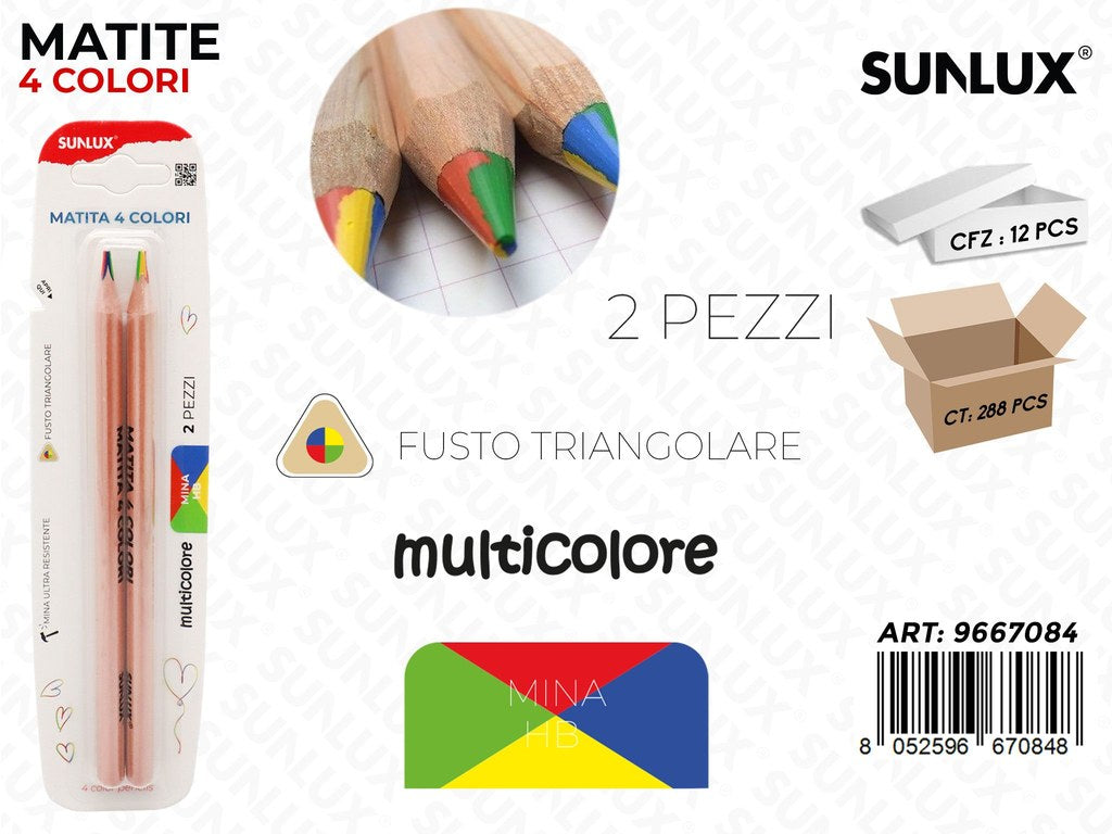Sunlux Matite 4COLORI 2PCS Hb