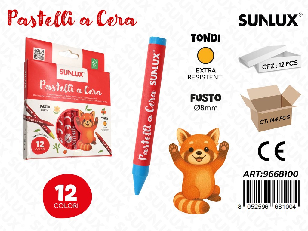 Sunlux Pastelli Cera 12COL. D.8MM