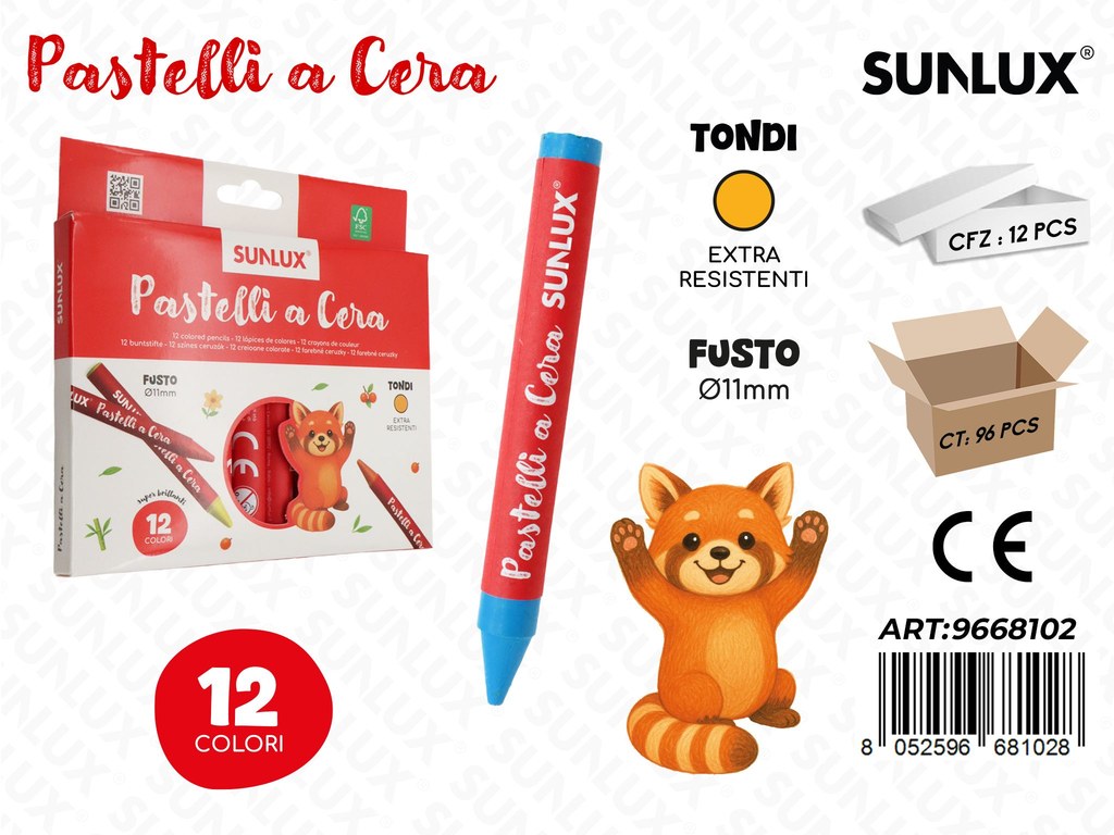 Sunlux Pastelli Cera 12COL. D.11MM