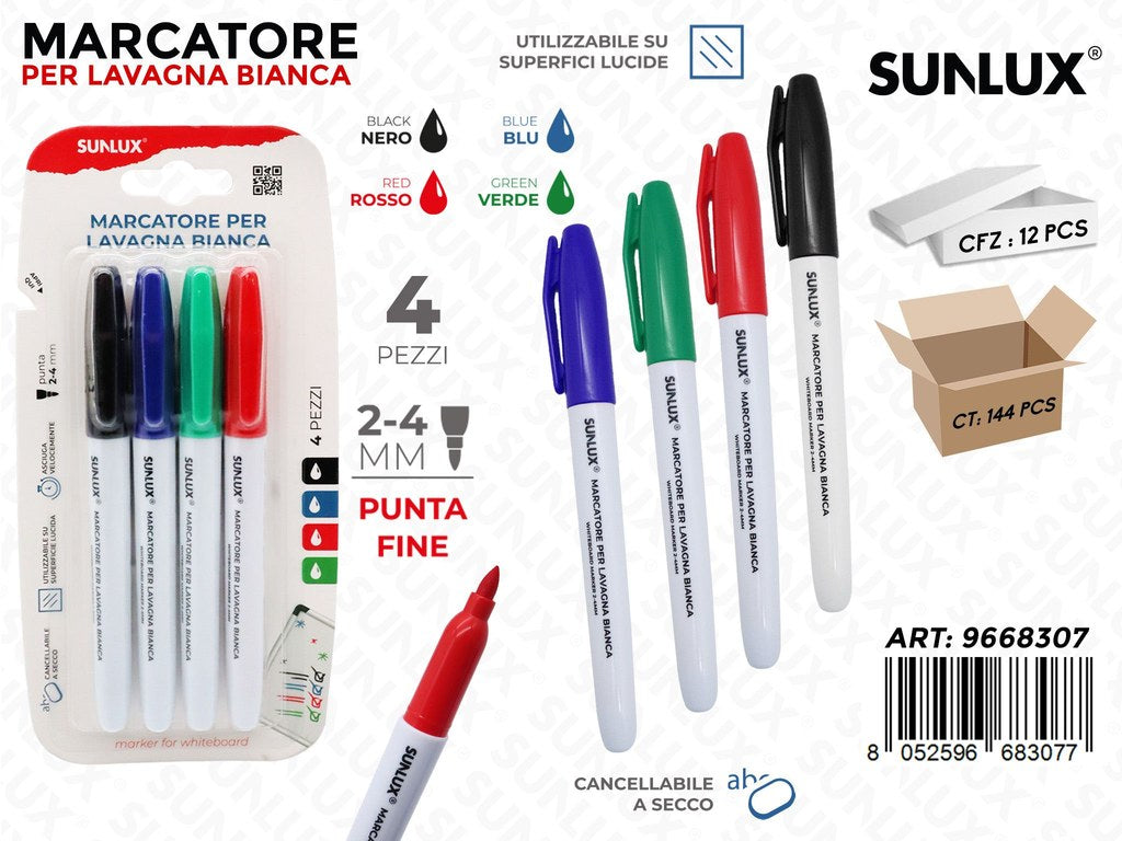 Sunlux Marcatore Lavagna 4PCS Ass. 2-4MM